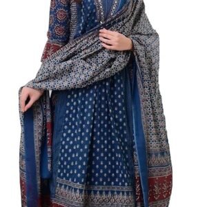 Che Women's Rayon Printed Anarkali Kurta and Pant with Dupatta Set